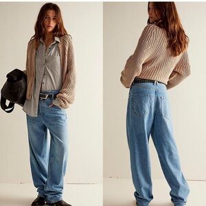 We The Free Blue Boyfriend Jeans